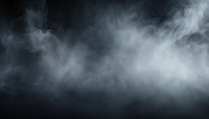 mysterious swirling fog on dark smoky background with ethereal mist for halloween design or haunted atmosphere scenes

