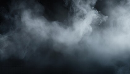 mysterious swirling fog on dark smoky background with ethereal mist for halloween design or haunted atmosphere scenes