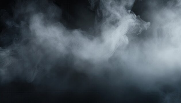mysterious swirling fog on dark smoky background with ethereal mist for halloween design or haunted atmosphere scenes


