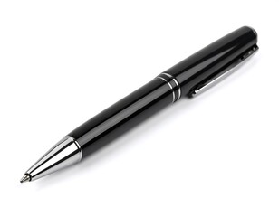 High-angle shot of a black ballpoint pen