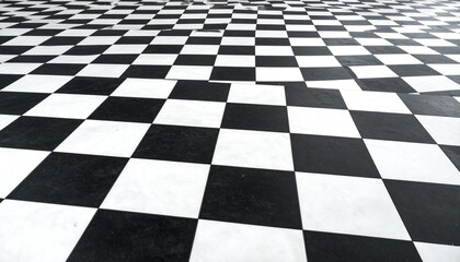 Distorted black and white checkered pattern&mdash;optical, dynamic, and abstract with wavy grid geometry.