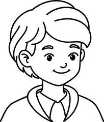 minimal line drawing of student character head