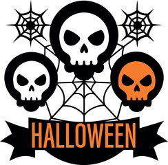 Halloween Party Invitation Design With Skulls
