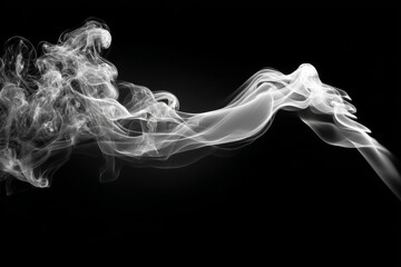 Wisp of White Smoke Flowing Elegantly Against Black Background