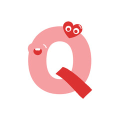Cute Letter Q with Heart.