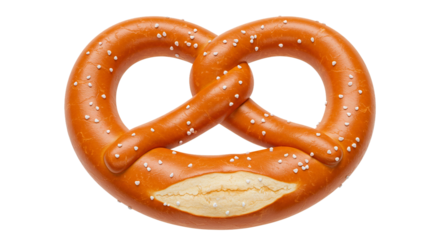 Delicious salted pretzel snack food photography on white background for food lovers and bakers alike on transparent background