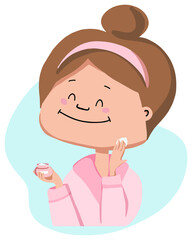 Young girl applying face cream
