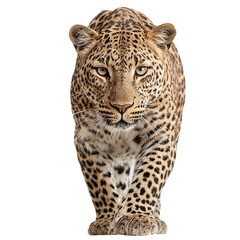 Portrait of a leopard isolated on transparent background