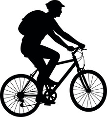 Naklejka premium Silhouette cyclist on bicycle active lifestyle