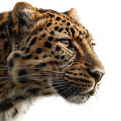 Portrait of a leopard isolated on transparent background