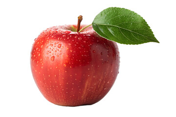 Fresh apple with Green Leaf on Transparent Background