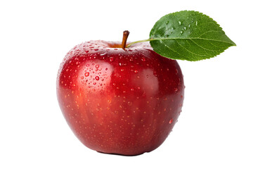 Fresh apple with Green Leaf on Transparent Background