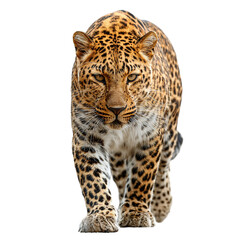Portrait of a leopard isolated on transparent background