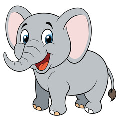 Naklejka premium Cute Happy Cartoon Elephant - Adorable Safari Animal