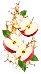 Apple slices and juice splash