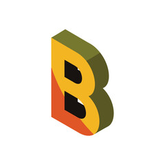 Isometric Letter B Colorful Design.