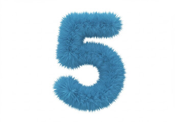 3d number 5 made of blue fur
