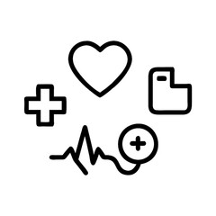 Obraz premium A glossy 3D blue healthcare icon set features a stethoscope and heart, perfect for web and business communication