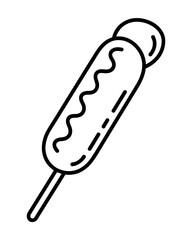 Corn dog with ketchup and mustard illustration on a white background street food snack festival food carnival treat food on a stick