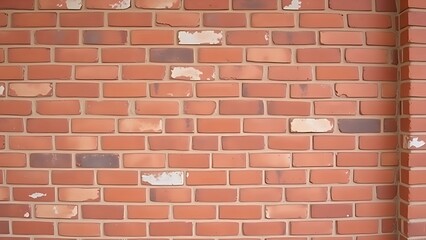 Fototapeta premium Weathered red brick wall with vintage charm, highlighting architectural texture and timeless appeal.