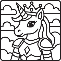 Fantasy Cozy Retreat – Bold Line Art Coloring Page with Magical Elements