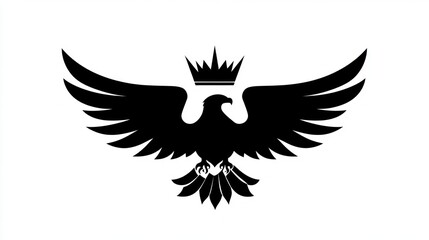 Obraz premium Black eagle with crown, wings spread