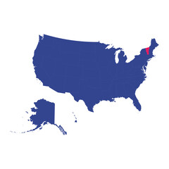 USA Map Highlighting Vermont State in Red
