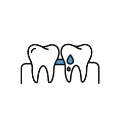 Dental Care Illustration: Comparing Healthy and Damaged Tooth with line art 