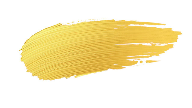 Breiter goldener Pinselstrich auf transparentem Hintergrund. Ideal f&uuml;r kreative Designs, Sticker, Overlay oder digitale Kunst.