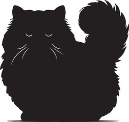 Minimalist Black Munchkin Cat Silhouette with Swirl Tail Vector