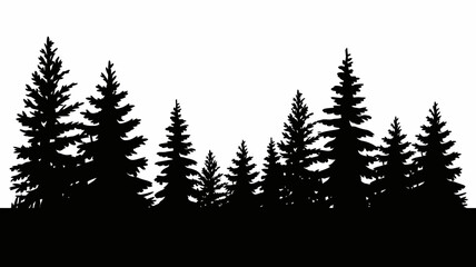 Silhouette of Pine Trees Against White Background