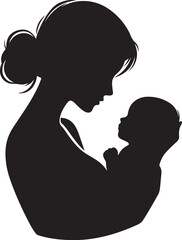 Minimalist Mother Holding Baby Silhouette Vector