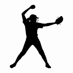 Youth Softball Pitcher Silhouette in Action