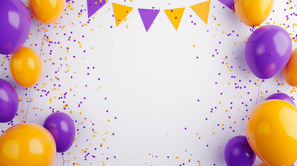 Orange purple flags garland on the confetti concept for a party