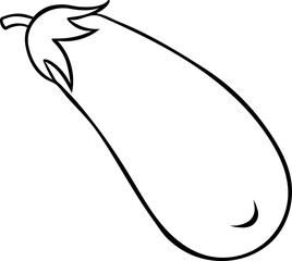 simple vector eggplant icon, black and white hand-drawn icon, doodle and sketch style