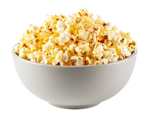 Cute Fluffy Bowl of Popcorn with Sprinkled Seasoning, Slight Tilted Angle, Isolated on Transparent Background