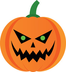 Pumpkin With Carved Scary Face And Glowing Eyes