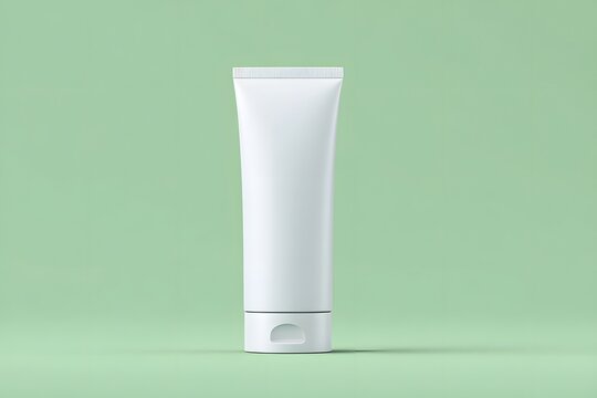 Airless cosmetic pump tube render minimalist design studio environment product mockup