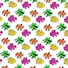 Fototapeta premium Colorful abstract pattern with striped shapes on white background 