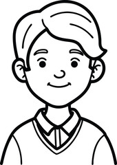 Obraz premium student avatar flat vector line art white background