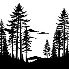 Vector silhouette of a whimsical fantasy tree with swirling branches and star accents