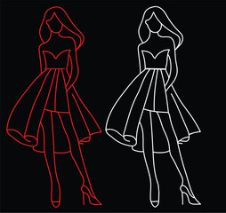 silhouette of a girl in a red dress