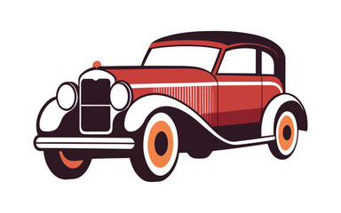 Elegant 1920s Art Deco Classic Car Vector Illustration in Retro Style — Vintage Automotive Artwork with Geometric Design for Posters, Prints, Collectibles, and Decor