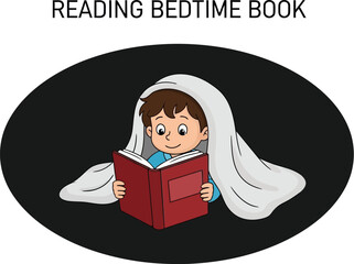 Happy Boy Reading a Book Under a Blanket, Enjoying Bedtime Story in a Cozy Setting, Perfect for Children's Education and Imagination