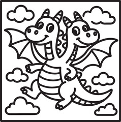 Fantasy Cozy Retreat – Bold Line Art Coloring Page with Magical Elements