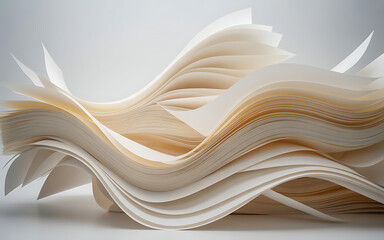 Abstract paper waves on white background