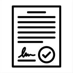 Vector illustration of a signed document with a check mark, representing approval and agreement