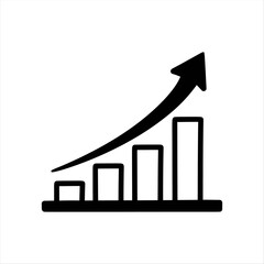 Vector illustration of a bar chart with an arrow pointing upward, representing growth and success in business