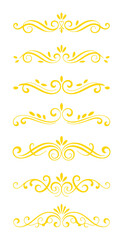 Yellow Swirl Flourish Ornaments With Leaf Accents decorative