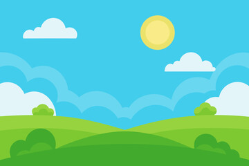 Fototapeta premium Simple Cheerful 2D Cartoon Background Scene Happy Colorful Illustration